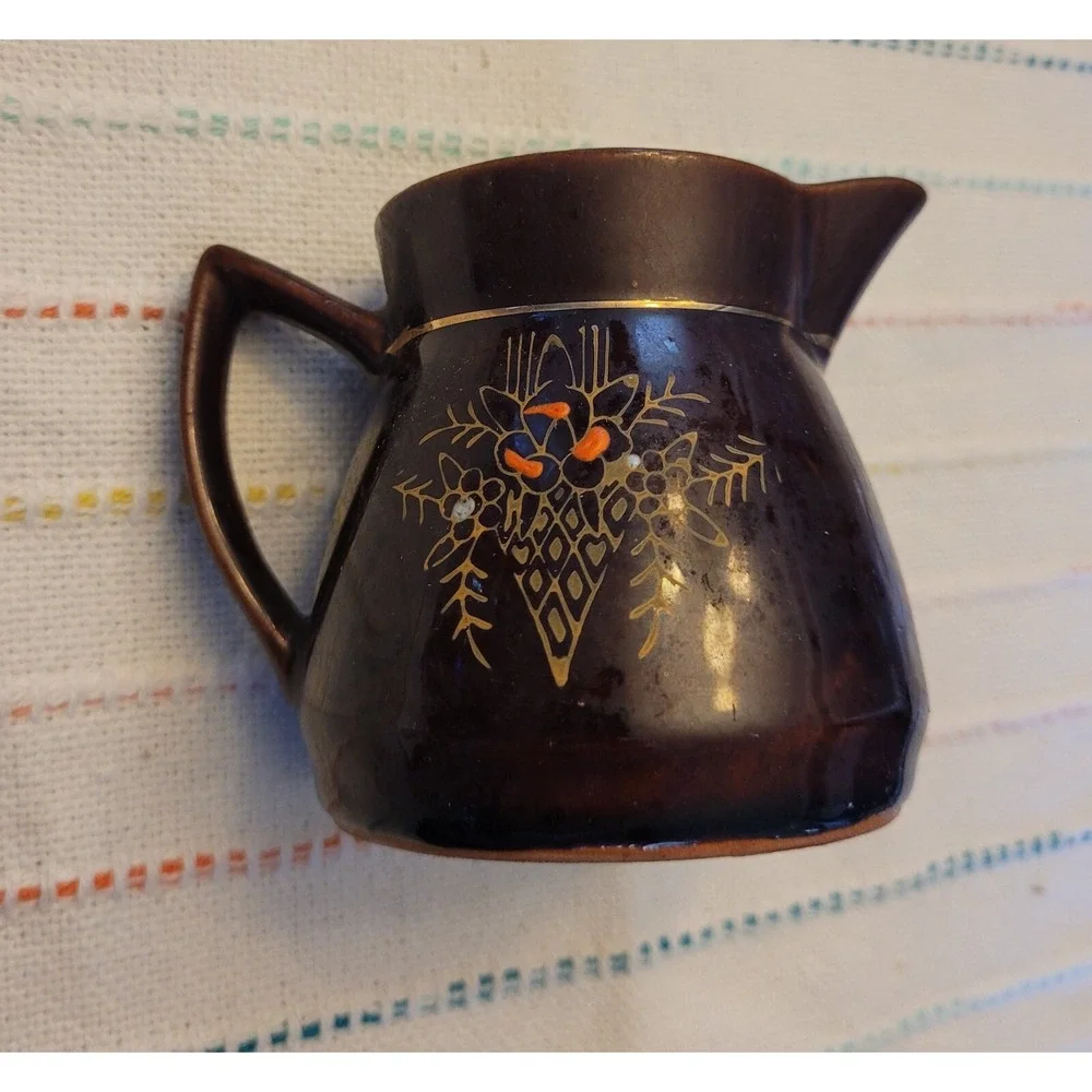 Vintage Japan Creamer Brown with Flower Design